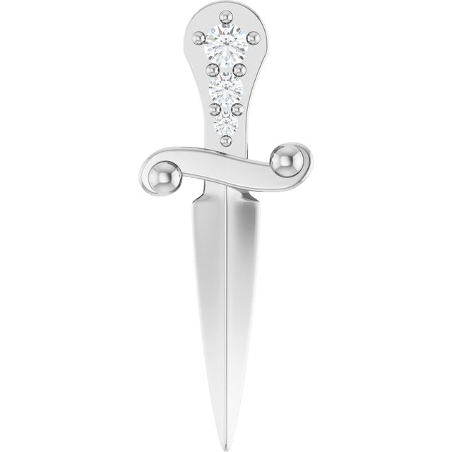 14K White .04 CTW Natural Diamond Dagger Pendant