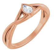 14K Rose 1/6 CT Natural Diamond Solitaire Ring