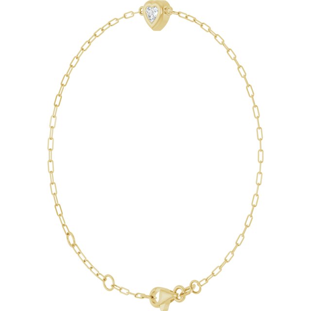 14K Yellow 1/5 CT Natural Diamond Heart 6 1/2-7 1/2" Bracelet