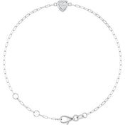 14K White 1/5 CT Natural Diamond Heart 6 1/2-7 1/2" Bracelet