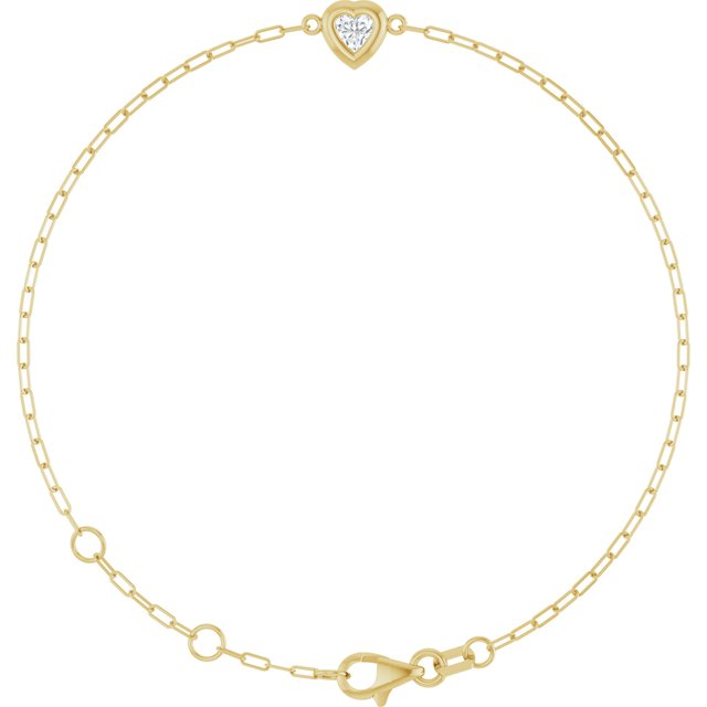 14K Yellow 1/5 CT Natural Diamond Heart 6 1/2-7 1/2" Bracelet