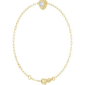 14K Yellow 1/2 CT Natural Diamond Heart 6 1/2-7 1/2" Bracelet