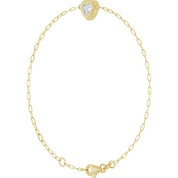 14K Yellow 1/2 CT Natural Diamond Heart 6 1/2-7 1/2" Bracelet