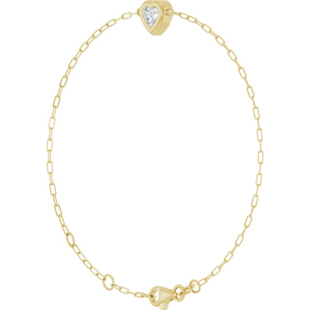 14K Yellow 1/2 CT Natural Diamond Heart 6 1/2-7 1/2" Bracelet