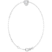 Sterling Silver 1/2 CT Natural Diamond Heart 6 1/2-7 1/2" Bracelet