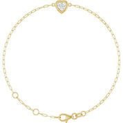 14K Yellow 1/2 CT Natural Diamond Heart 6 1/2-7 1/2" Bracelet