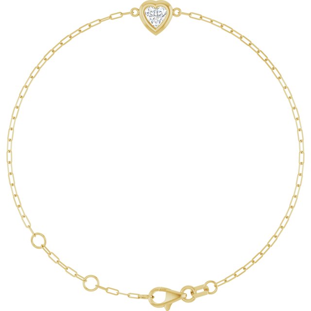 14K Yellow 1/2 CT Natural Diamond Heart 6 1/2-7 1/2" Bracelet