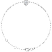 14K White 1/2 CT Natural Diamond Heart 6 1/2-7 1/2" Bracelet