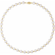 14K Yellow Cultured White Freshwater Pearl 18" Necklace