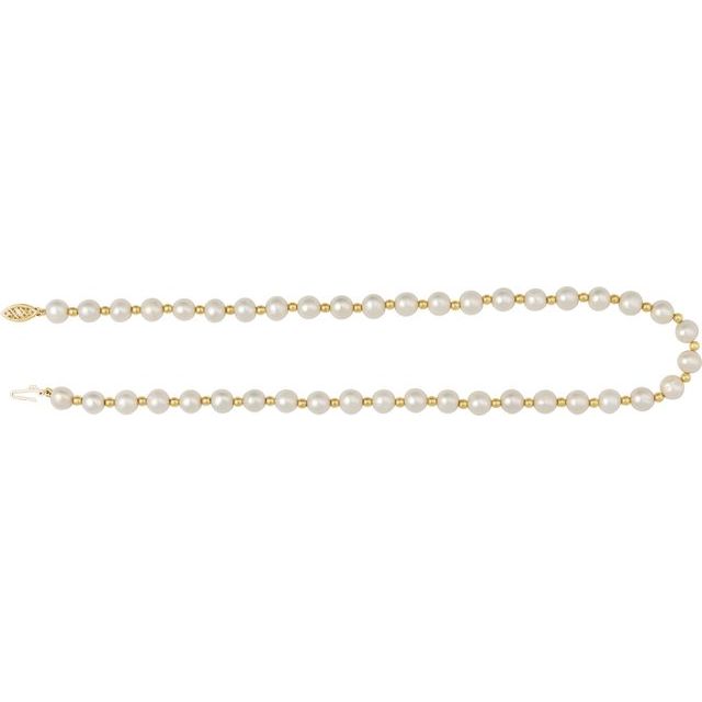 14K Yellow Cultured White Freshwater Pearl 18" Necklace