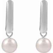 14K White Cultured White Freshwater Pearl Earrings