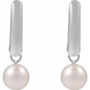14K White Cultured White Freshwater Pearl Earrings