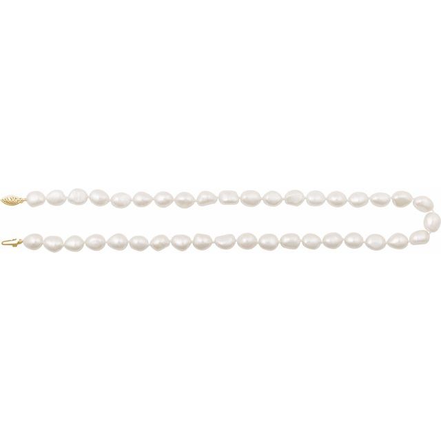 14K Yellow Cultured White Freshwater Pearl 18" Necklace