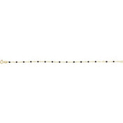14K Yellow 2 mm Adjustable Black Enamel Bead 6-7" Chain