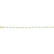 14K Yellow 2 mm Adjustable Turquoise Enamel Bead 6-7" Chain