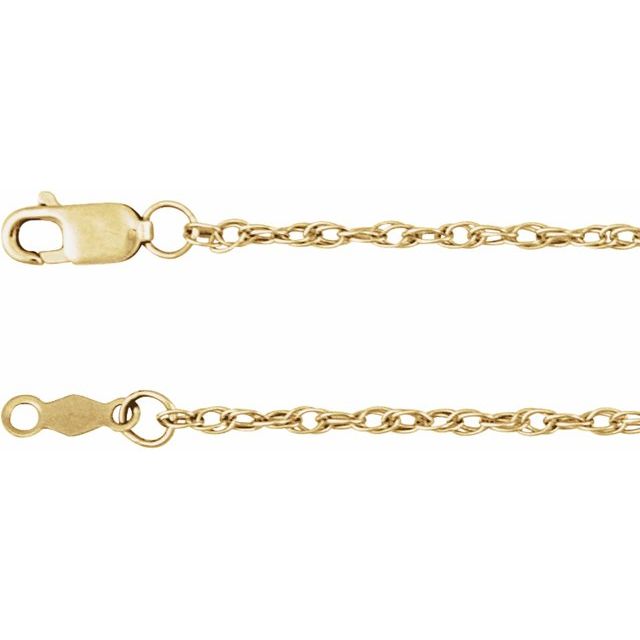14K Yellow 1.5 mm Rope 16" Chain