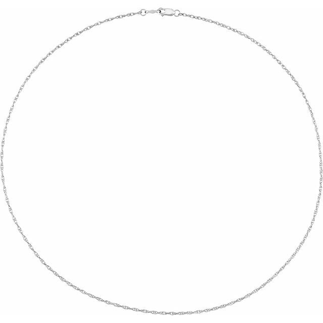 14K White 1.5 mm Rope 24" Chain