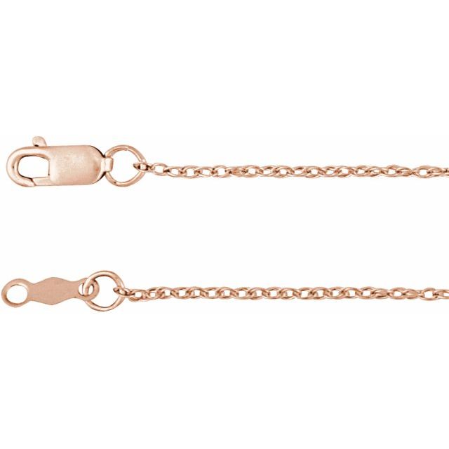 14K Rose 1.25 mm Rope 16" Chain