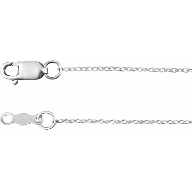 14K White .75 mm Rope 18" Chain