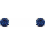 Sterling Silver 4 mm Lab-Grown Sapphire Stud Earrings
