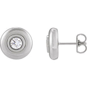 Platinum 1/2 CTW Natural Diamond Puffed Stud Earrings