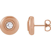 14K Rose 1/2 CTW Natural Diamond Puffed Stud Earrings