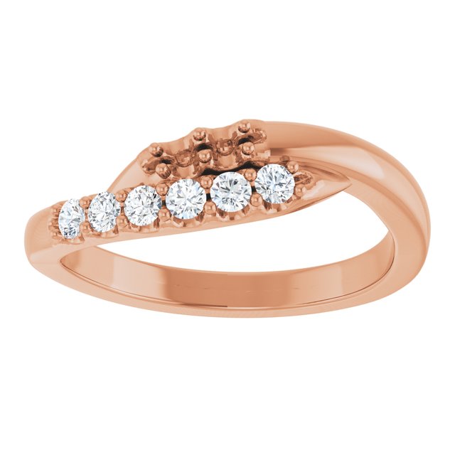 14K Rose 2 mm Round 2-Stone 1/6 CTW Natural Diamond Semi-Set Freeform Family Ring