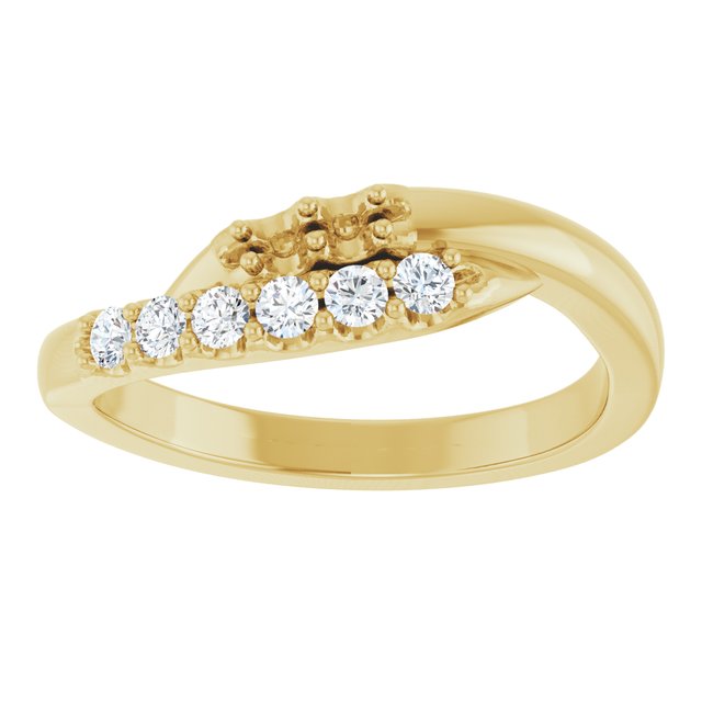 14K Yellow 2 mm Round 2-Stone 1/6 CTW Natural Diamond Semi-Set Freeform Family Ring