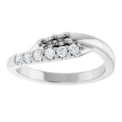 14K White 2 mm Round 2-Stone 1/6 CTW Natural Diamond Semi-Set Freeform Family Ring