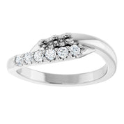 14K White 2 mm Round 2-Stone 1/6 CTW Natural Diamond Semi-Set Freeform Family Ring
