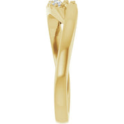 14K Yellow 2 mm Round 2-Stone 1/6 CTW Natural Diamond Semi-Set Freeform Family Ring