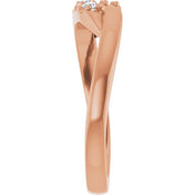 14K Rose 2 mm Round 2-Stone 1/6 CTW Natural Diamond Semi-Set Freeform Family Ring
