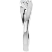14K White 2 mm Round 2-Stone 1/6 CTW Natural Diamond Semi-Set Freeform Family Ring
