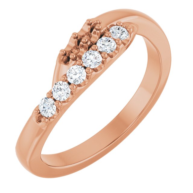 14K Rose 2 mm Round 2-Stone 1/6 CTW Natural Diamond Semi-Set Freeform Family Ring