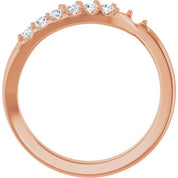14K Rose 2 mm Round 5-Stone 1/6 CTW Natural Diamond Semi-Set Freeform Family Ring