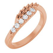14K Rose 2 mm Round 5-Stone 1/6 CTW Natural Diamond Semi-Set Freeform Family Ring