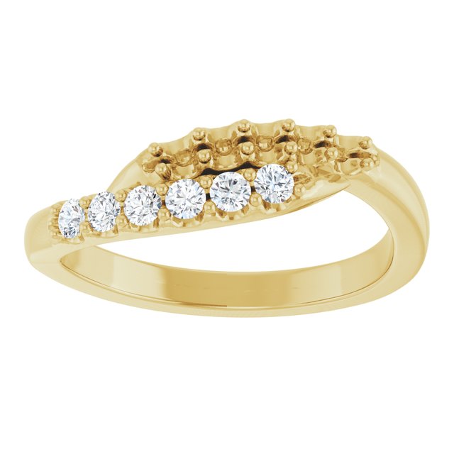 14K Yellow 2 mm Round 5-Stone 1/6 CTW Natural Diamond Semi-Set Freeform Family Ring