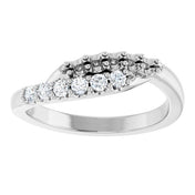 Sterling Silver 2 mm Round 5-Stone 1/6 CTW Natural Diamond Semi-Set Freeform Family Ring