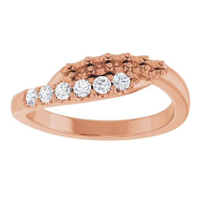 14K Rose 2 mm Round 5-Stone 1/6 CTW Natural Diamond Semi-Set Freeform Family Ring