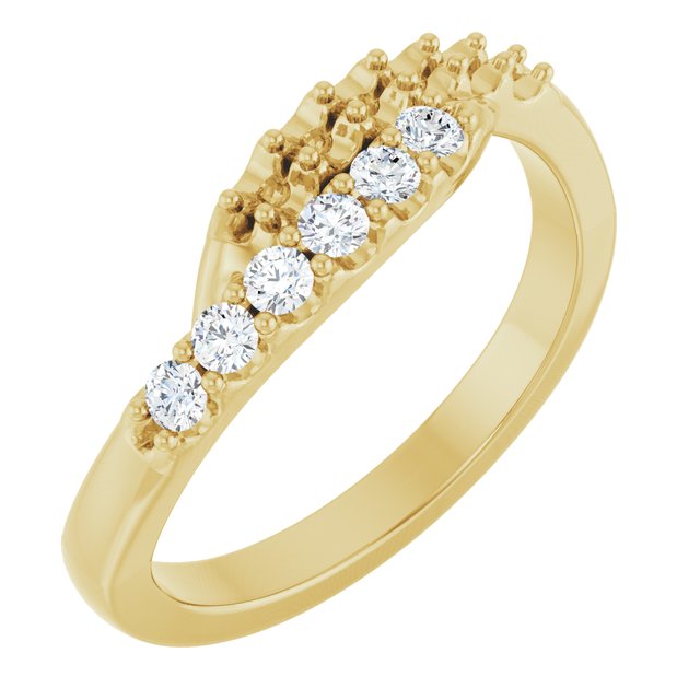 14K Yellow 2 mm Round 6-Stone 1/6 CTW Natural Diamond Semi-Set Freeform Family Ring