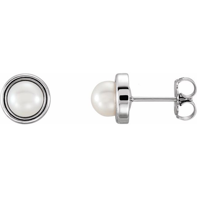 14K White 5.5-6 mm Cultured White Freshwater Pearl Earrings