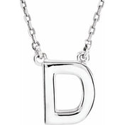 14K Gold Block Font Initial Necklace 16" in Rose Yellow & White