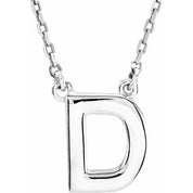 14K Gold Block Font Initial Necklace 16" in Rose Yellow & White