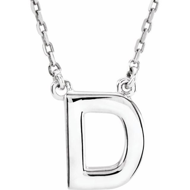 14K Gold Block Font Initial Necklace 16" in Rose Yellow & White