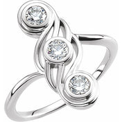 14K White 1/2 CTW Natural Diamond Three-Stone Ring