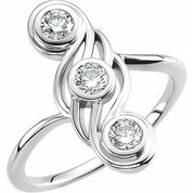 14K White 1/2 CTW Natural Diamond Three-Stone Ring