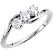14K White 1/2 CTW Natural Diamond Three-Stone Ring
