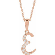 14K Rose 1/10 CTW Natural Diamond Initial E 18" Necklace