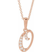 14K Rose 1/10 CTW Natural Diamond Initial O 18" Necklace