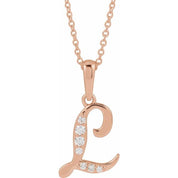 14K Rose 1/10 CTW Natural Diamond Initial L 18" Necklace